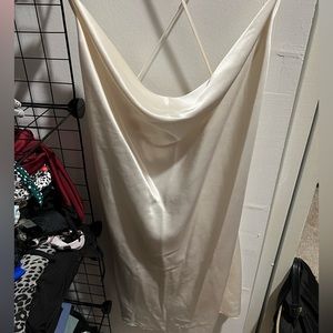 cream satin backless dress